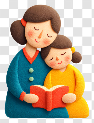 Mother Reads Book To Daughter - Mother And Child Reading With Eyes Closed Transparent PNG