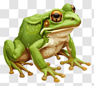 Cartoon Frog - Detailed Green Frog Illustration Transparent PNG