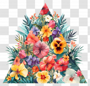 Floral Triangle - Colorful Flowers In Triangle Shape Transparent PNG