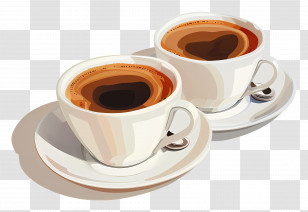 Espresso Coffee - Two Coffee Cups On Saucers Transparent PNG