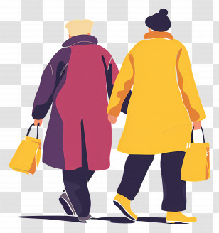 Senior Citizens Day - Two People Walking With Shopping Bags Transparent PNG