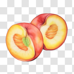 Peach - Halved Peaches Illustration Art Transparent PNG