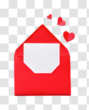 Mail - Romantic Red Envelope With Hearts Transparent PNG