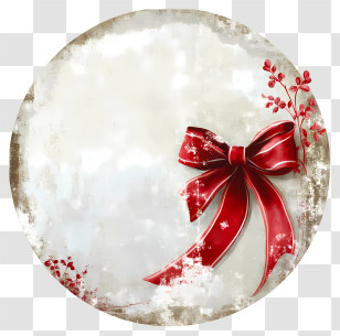 Fancy Ribbon - Red Bow On Vintage Circle Decoration Transparent PNG