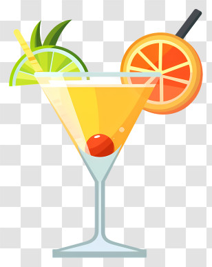 Cocktail Day - Fruit Cocktail With Lime And Orange Garnish Transparent PNG