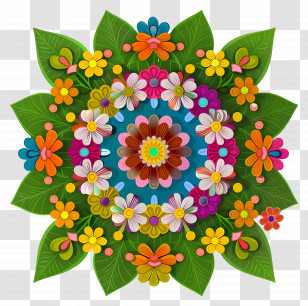 Pookalam - Colorful Floral Mandala Design Transparent PNG