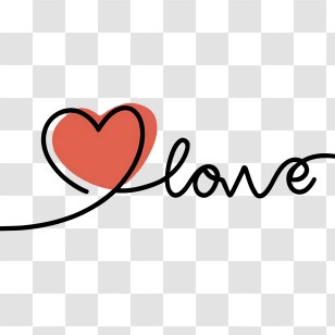 Love - Love Text With Heart Minimal Illustration Transparent PNG