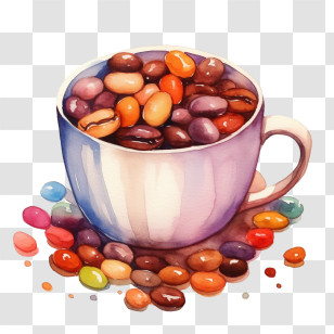 Coffee Beans
 - Cup Filled With Colorful Coffee Beans Transparent PNG