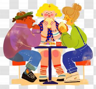 Eating Fast Food - Friends Enjoying A Meal Transparent PNG