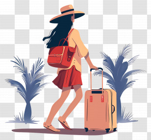 Woman With Luggage - Traveler Woman Ready For Journey Transparent PNG