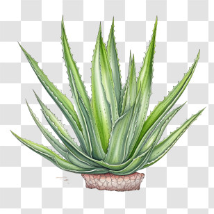 Aloe Vera - Green Aloe Vera Plant Illustration Transparent PNG