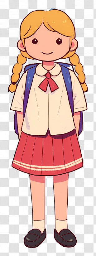 School Girl - Schoolgirl Character With Backpack Illustration Transparent PNG