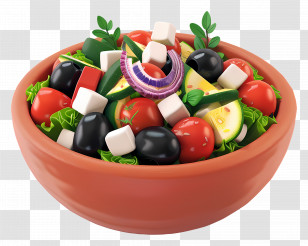 Greek Salad - Bowl Of Fresh Vegetable Salad Transparent PNG