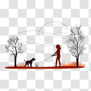 Girl
 - Woman Walking Her Dog In Nature Silhouette Transparent PNG