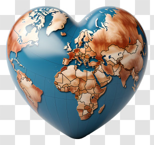 Heart Shaped Globe - Heart-Shaped Globe Representing Love For Earth Transparent PNG