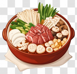 Cartoon Hot Pot - Delicious Hot Pot With Fresh Ingredients Transparent PNG