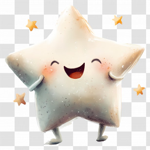 Kawaii Star - Happy Cartoon Smiling Star Design Transparent PNG