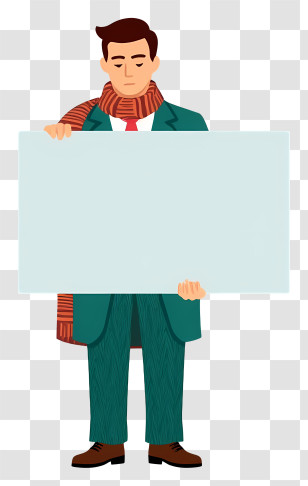 Businessman Holding Blank Placard - Businessman Holding Blank Sign Transparent PNG