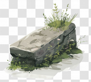 Curbstone - Stone Bench Adorned With Vibrant Greenery Transparent PNG