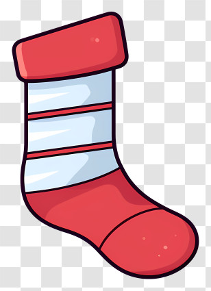Red Sock - Red Cartoon Striped Sock Transparent PNG