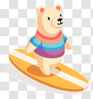 Cute Bear Surfing - Surfing Bear On A Surfboard Transparent PNG
