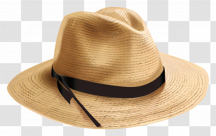 Panama Hat - Classic Straw Hat With Black Band Transparent PNG