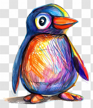 Cartoon Penguin - Colorful Cartoon Penguin Transparent PNG