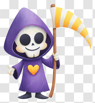 Cute Cartoon Grim Reaper - Cute Purple Grim Reaper Cartoon Transparent PNG