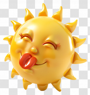 Sun Face - Playful Sun Cartoon With Tongue Out Transparent PNG