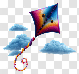 Kite In Sky - Colorful Kite In The Sky Transparent PNG