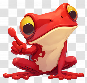 Clown Tree Frog - Red Cartoon Frog Pointing Transparent PNG