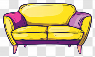 Sofa - Yellow And Purple Sofa In Artistic Style Transparent PNG