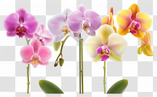 Orchid Flower - Colorful Orchid Flowers In Bloom Transparent PNG