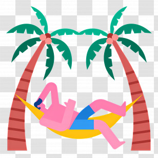 Summer Vacation - Person Relaxing In Hammock Between Palm Trees Transparent PNG