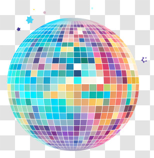 New Year - Colorful Disco Ball Illustration Transparent PNG