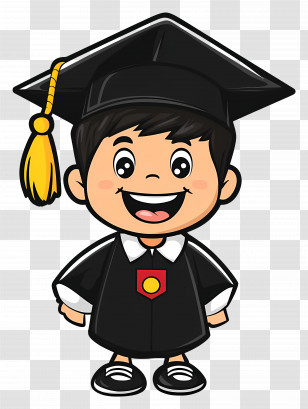 Child Student - Cartoon Graduate With Cap And Gown Transparent PNG