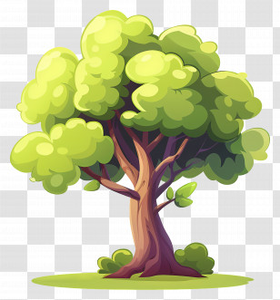 Cute Cartoon Tree - Cartoon Tree With Green Foliage Illustration Transparent PNG