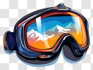 Ski Goggles - Colorful Ski Goggles With Mountain Reflection Transparent PNG