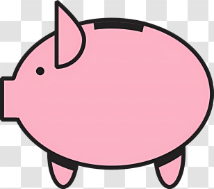 Cartoon Pig - Pink Cartoon Style Piggy Bank Transparent PNG