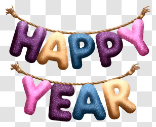 Happy New Year Garland - Happy Year Festive Banner Transparent PNG