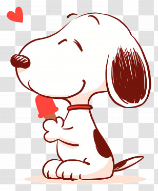 Snoopy Eating Ice Cream - Adorable Cartoon Dog Enjoying A Popsicle Treat Transparent PNG