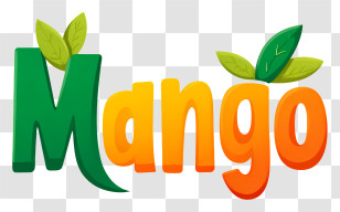 Mango Logo - Mango Text With Green Leaves Transparent PNG