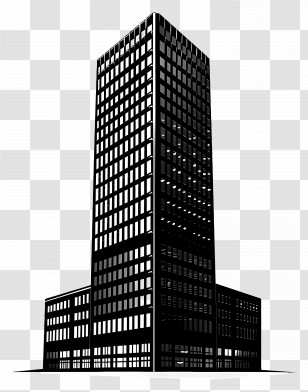 Tall Building Silhouette - Black Skyscraper Illustration On Transparent Background Transparent PNG