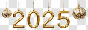 2025 Gold - Golden 2025 Ornaments For New Year Transparent PNG