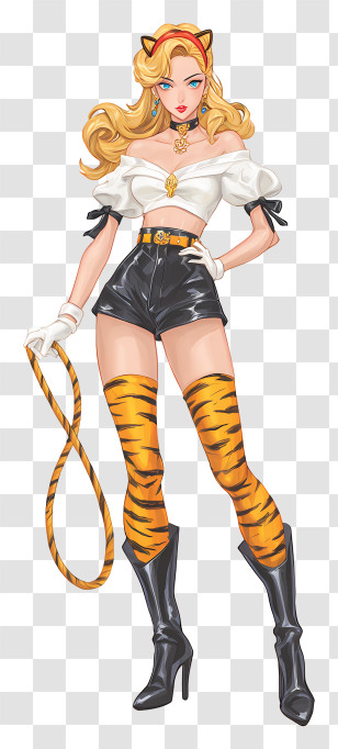 Tiger’s Eye - Blonde Cat-Themed Heroine Transparent PNG