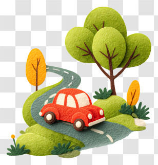 Car On The Road - Red Car On A Winding Road Transparent PNG
