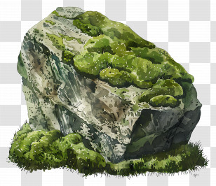 Mossy Rock - Illustration Of Moss-Covered Rock Transparent PNG