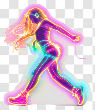 International Dance Day - Colorful Neon Dancing Figure Illustration Transparent PNG