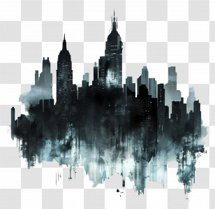 Enigmatic City - Abstract Urban Skyline Painting Transparent PNG