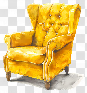 Armchair - Elegant Yellow Armchair Illustration Transparent PNG